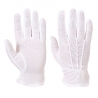 Stitched white knitted gloves (12porų)