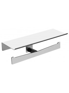 Double toilet roll holder with shelf AURA, bright finish