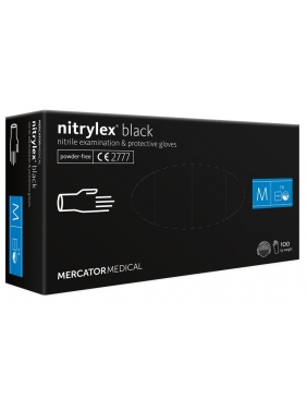Vienkartinės nitrilo pirštinės MERCATOR NITRYLEX BLACK, M dydis, 100vnt.