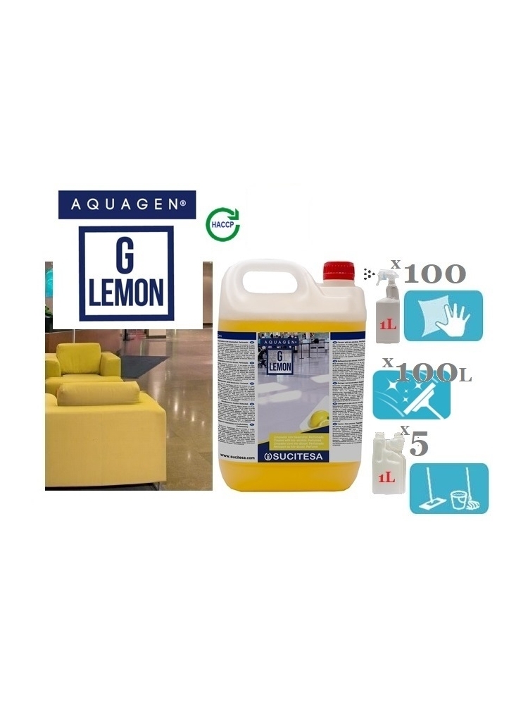 Parfumed cleaner with bio-alkohol AQUAGEN G LEMON 5L (concentrate)