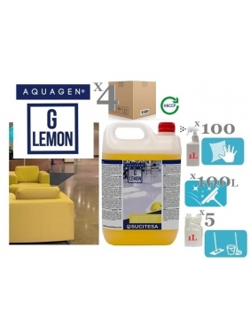 Perfumed cleaner with bio-alcohol AQUAGEN G LEMON (concentrate) 5Lx4units