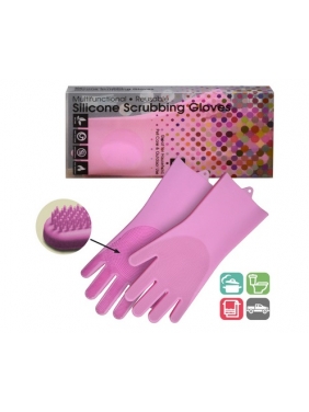 Silicone scrubbing gloves PINK (pair)