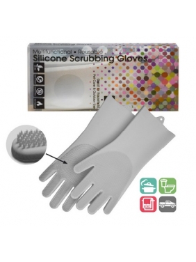 Silicone scrubbing gloves GREY (pair)