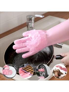 Silicone scrubbing gloves GREEN (pair)
