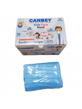 Disposable three-layer face mask for kids CANBEY BLUE (50units)