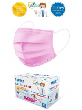 Disposable three-layer face mask for kids CANBEY PINK (50units)
