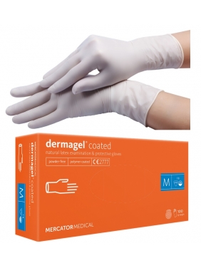 LATEX disposable gloves Mercator Dermagel Coated Latex M (100units)