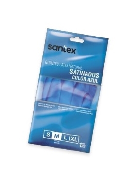 Household natural latex gloves Blue Satin Santex, S