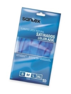 Household natural latex gloves Blue Satin Santex, S