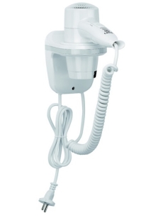 Hair dryer wiht cord, plug and shaver socket, 1800W (white)