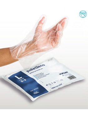 Disposable polyethylene gloves SANTEX L, 100units